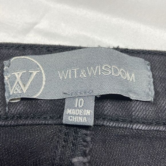 Wit & Wisdom NWOT ankle skinny, hi- rise, raw hem black denim jeans 10 - Picture 6 of 11